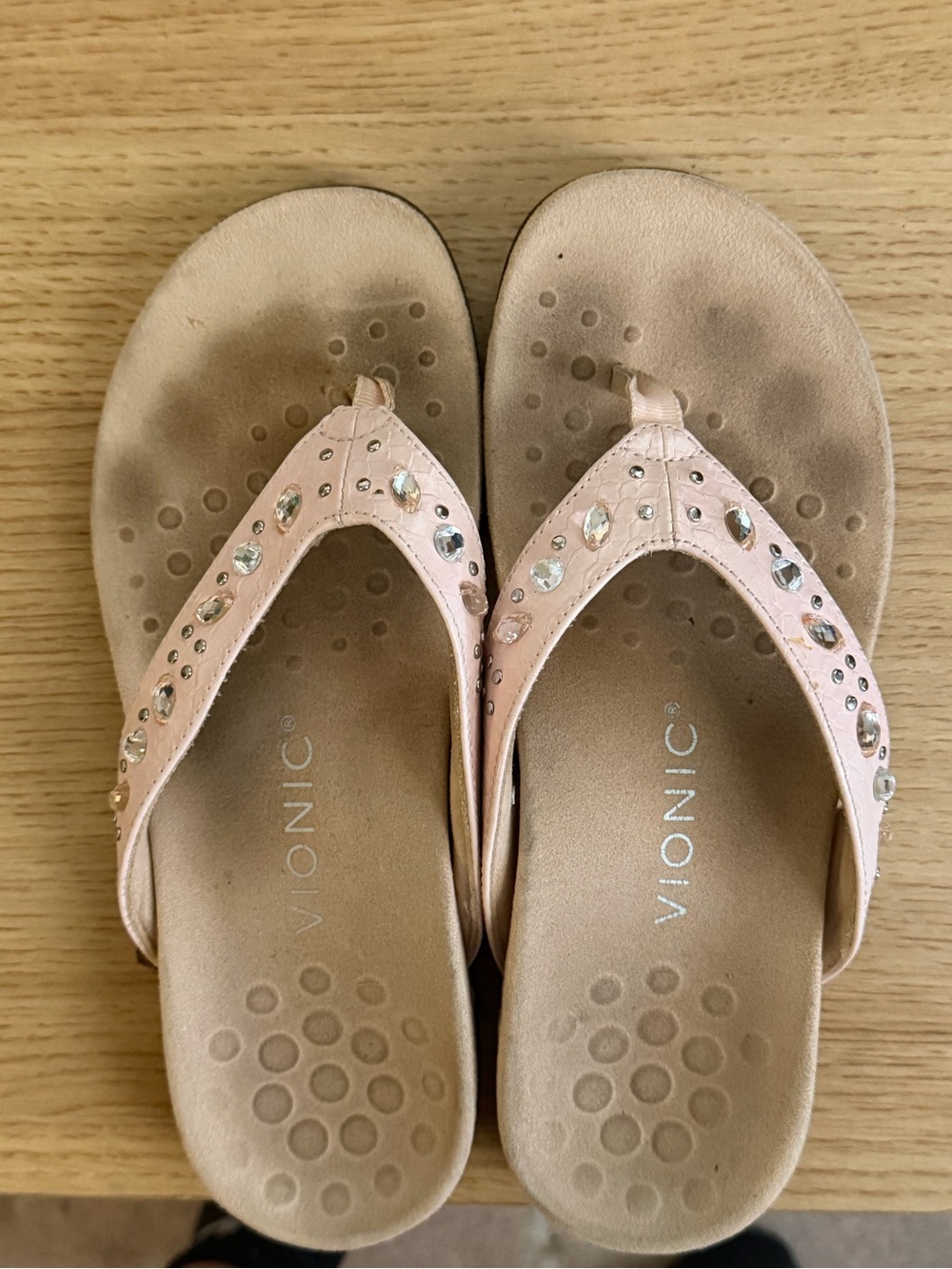 Vionic Pink Blush Jeweled Thong Sandals
